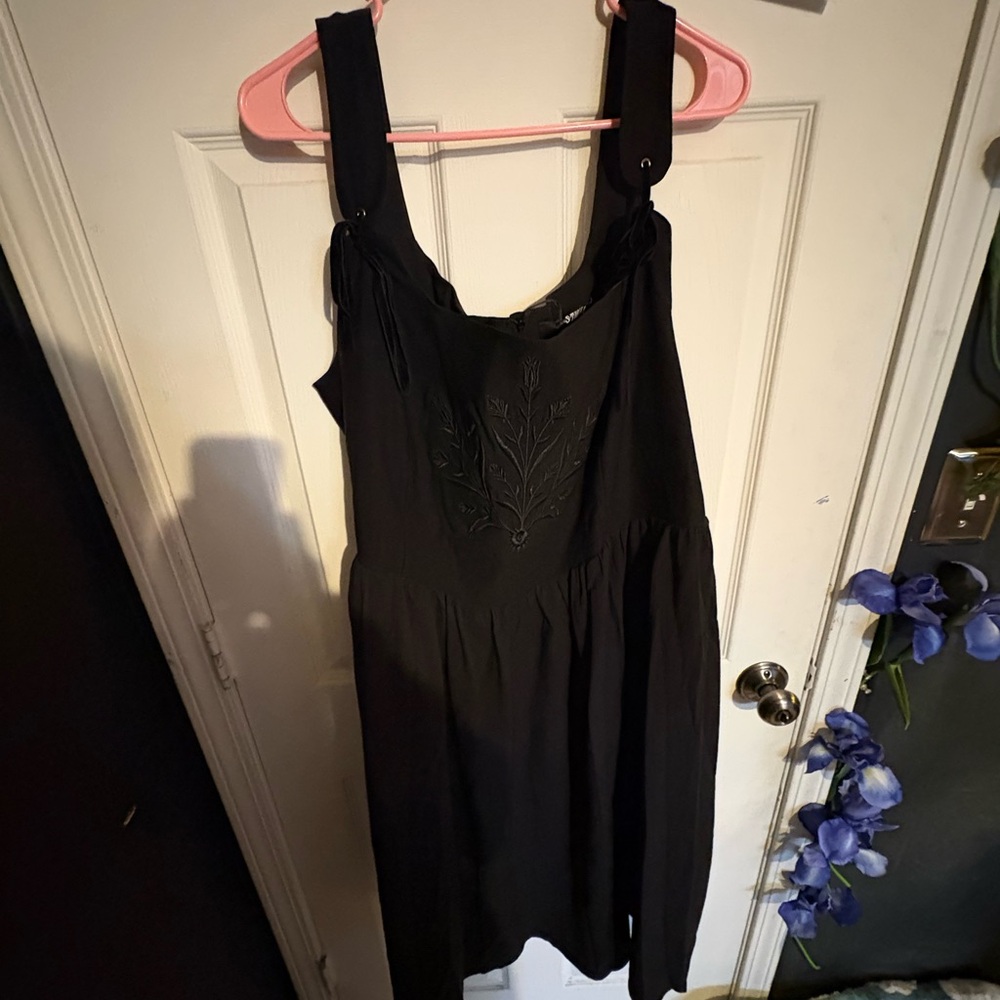 Disturbia Black Dress with Embroidered Detail